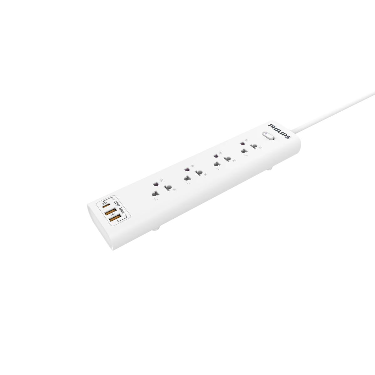 Philips Power Strip 4AC Outlet 1USB-C, 2USB with Overload Protection 2M Philips Power Strip 4AC Outlet 1USB-C, 2USB with Overload Protection 2M